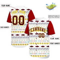 White Red Gold Mexican Style Baseball Jersey 2