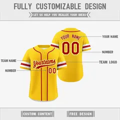 White Red Gold Reversible Two-Button Baseball Jersey 3