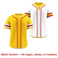 White Red Gold Reversible Two-Button Baseball Jersey 9