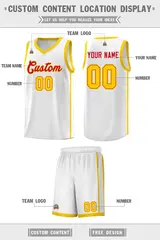 White Red-Gold Two Bars Basketball Uniform Jersey 2