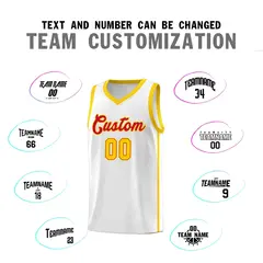 White Red-Gold Two Bars Basketball Uniform Jersey 4