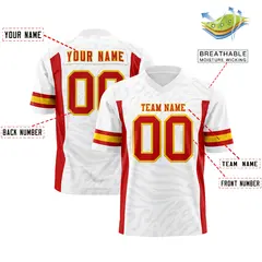 White Red-Gold Zebra Stripes Football Jersey 2