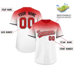 White Red Gradient Authentic Baseball Jersey 2