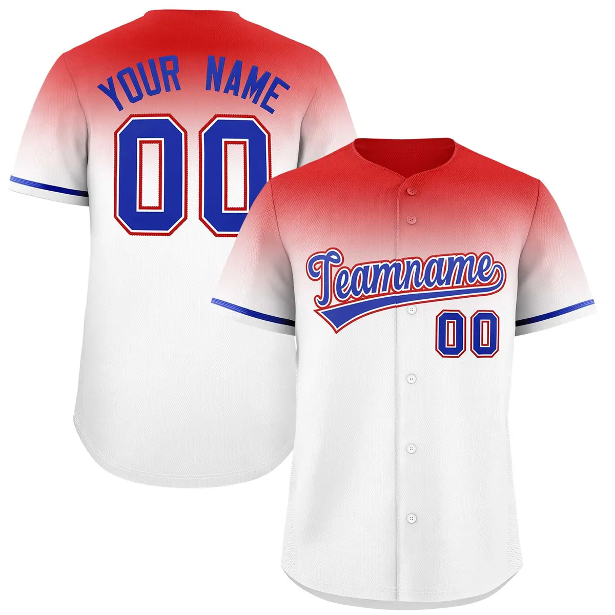 White Red Gradient Authentic Baseball Jersey