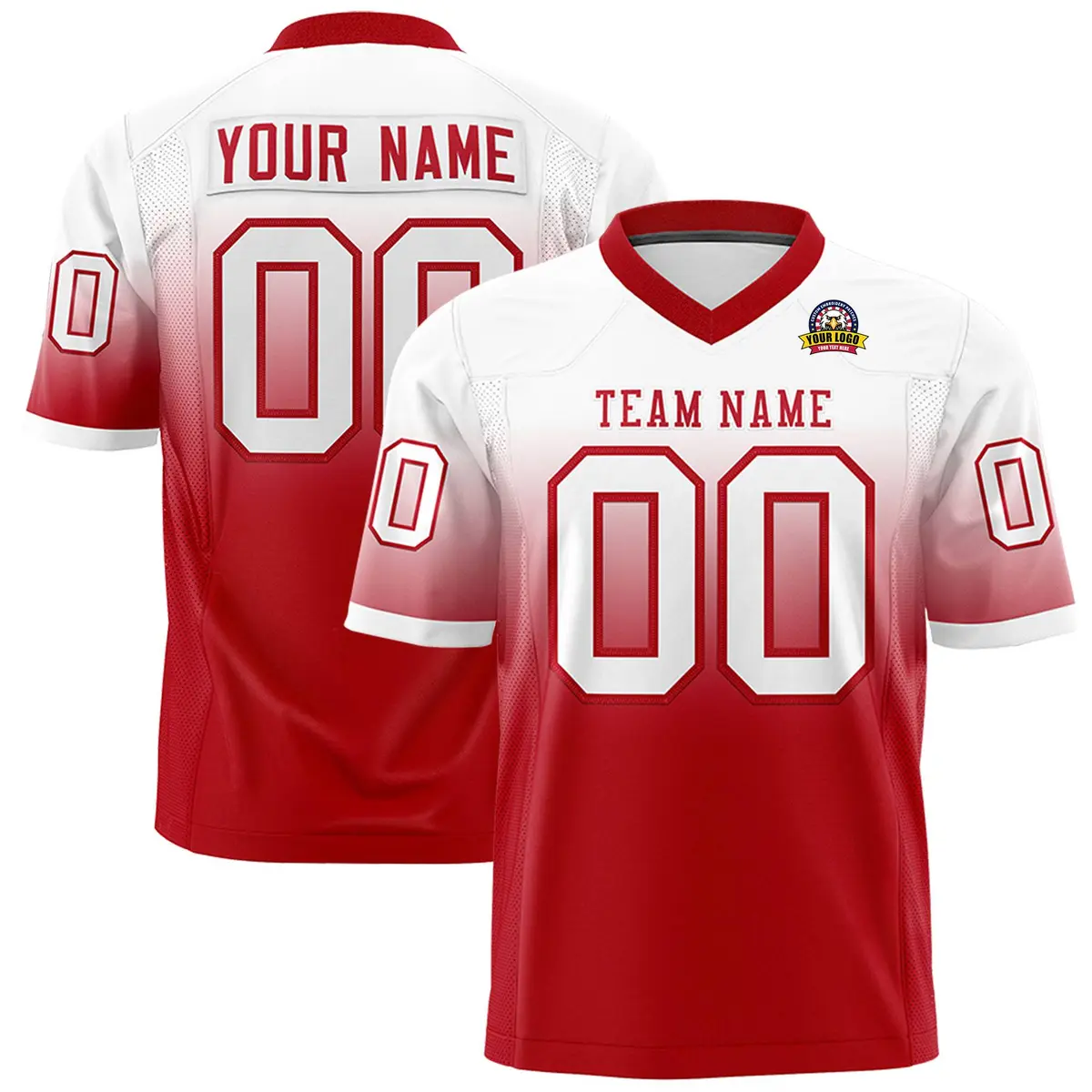 White Red Gradient Fashion Authentic Football Jersey