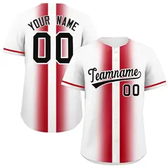 White Red Gradient Lapel Fashion Authentic Baseball Jersey