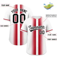 White Red Gradient Lapel Fashion Authentic Baseball Jersey 2