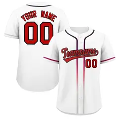 White Red Gradient Ribbed Authentic Baseball Jersey