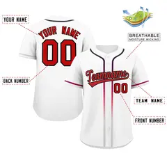 White Red Gradient Ribbed Authentic Baseball Jersey 2