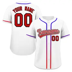 White Red Gradient Ribbed Authentic Baseball Jersey