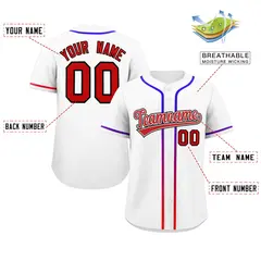 White Red Gradient Ribbed Authentic Baseball Jersey 2