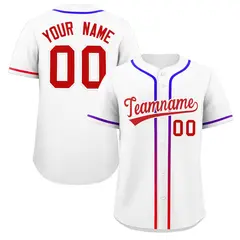 White Red Gradient Ribbed Authentic Baseball Jersey