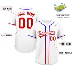 White Red Gradient Ribbed Authentic Baseball Jersey 2
