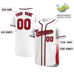 White Red Gradient Side Authentic Baseball Jersey 2
