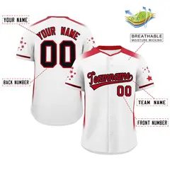 White Red Gradient Side Star Pattern Baseball Jersey 2