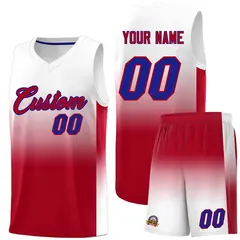 White Red Gradient Sports Basketball Jersey 1