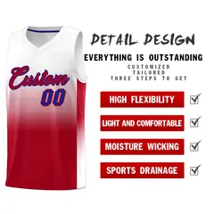 White Red Gradient Sports Basketball Jersey 2
