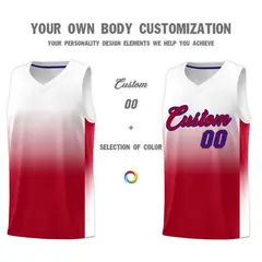 White Red Gradient Sports Basketball Jersey 3