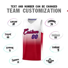 White Red Gradient Sports Basketball Jersey 4