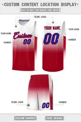 White Red Gradient Sports Basketball Jersey 5
