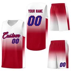 White Red Gradient Sports Basketball Jersey 7