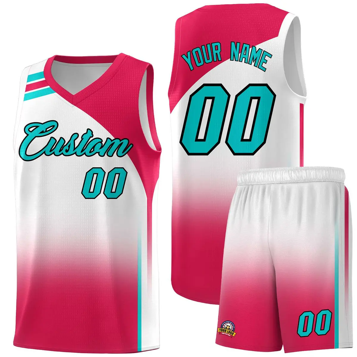 White Red Gradient Sports Basketball Jersey
