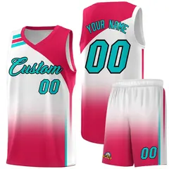 White Red Gradient Sports Basketball Jersey