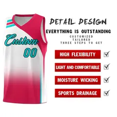 White Red Gradient Sports Basketball Jersey 2