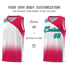 White Red Gradient Sports Basketball Jersey 3
