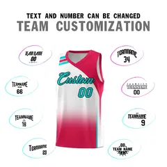White Red Gradient Sports Basketball Jersey 4