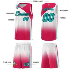 White Red Gradient Sports Basketball Jersey 5
