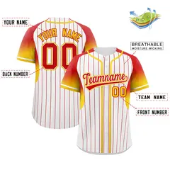 White Red Gradient Stripe Fashion Sleeves Baseball Jersey 2