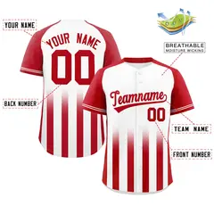 White Red Gradient Thick Stripe Raglan Baseball Jersey 2