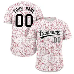 White Red Graffiti Line Art Authentic Baseball Jersey
