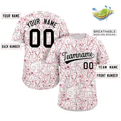 White Red Graffiti Line Art Authentic Baseball Jersey 2