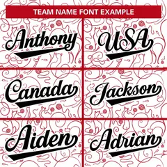 White Red Graffiti Line Art Authentic Baseball Jersey 3