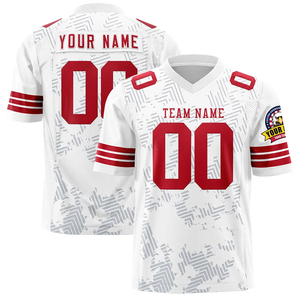 White Red Graffiti Line Authentic Football Jersey