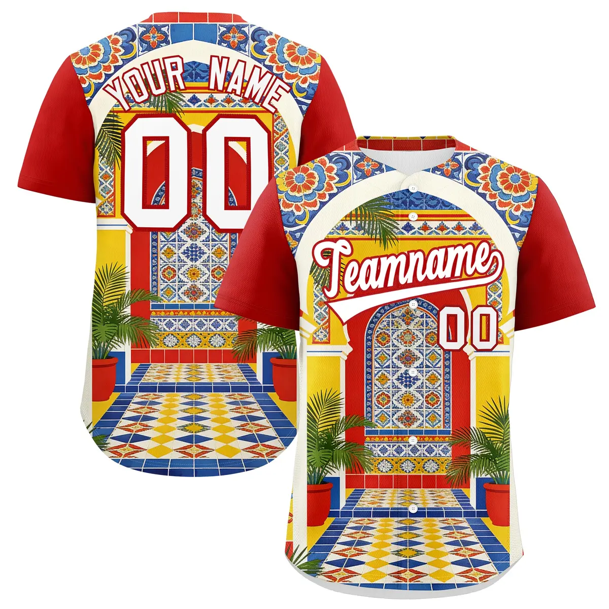 White Red Graffiti Mexican Style Baseball Jersey