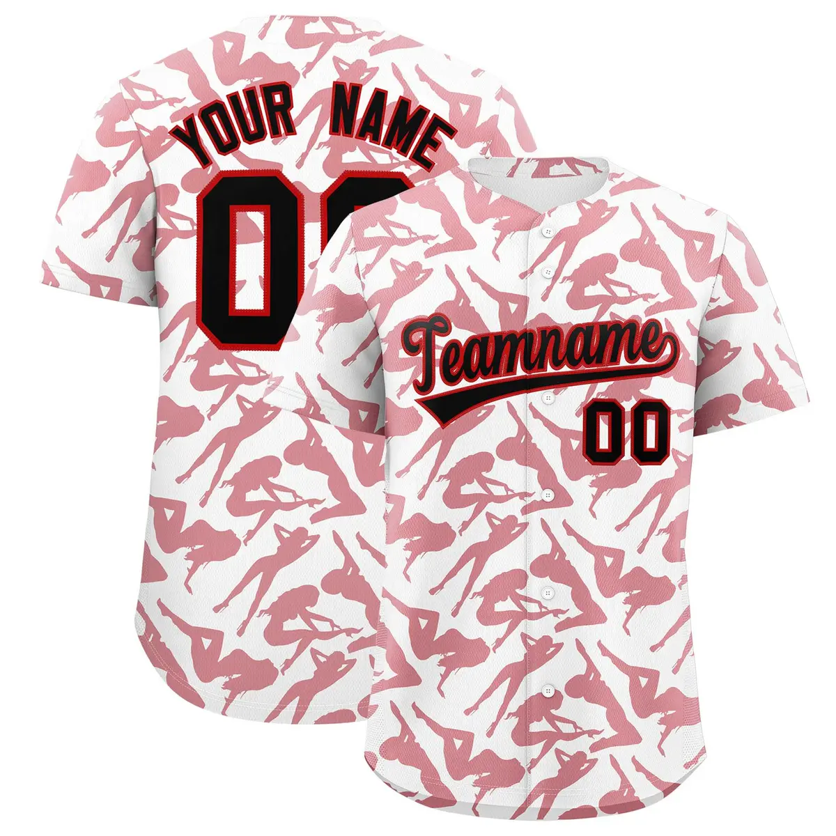 White Red Graffiti Pattern Baseball Jersey