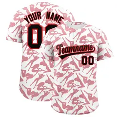 White Red Graffiti Pattern Baseball Jersey 1