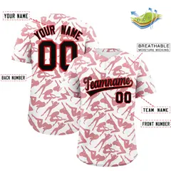 White Red Graffiti Pattern Baseball Jersey 2