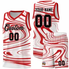 White Red Graffiti Pattern Basketball Jersey Sets 1