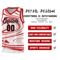 White Red Graffiti Pattern Basketball Jersey Sets 2