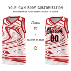 White Red Graffiti Pattern Basketball Jersey Sets 3