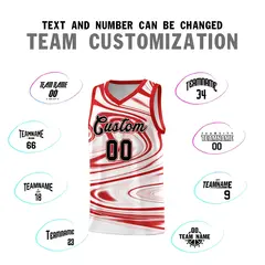 White Red Graffiti Pattern Basketball Jersey Sets 4