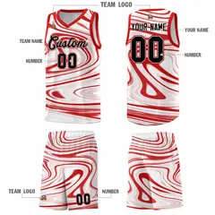 White Red Graffiti Pattern Basketball Jersey Sets 5