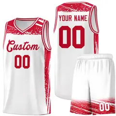 White Red Graffiti Pattern Sports Basketball Jersey