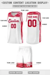 White Red Graffiti Pattern Sports Basketball Jersey 2