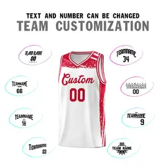 White Red Graffiti Pattern Sports Basketball Jersey 3
