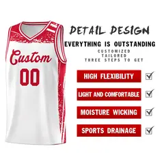 White Red Graffiti Pattern Sports Basketball Jersey 4